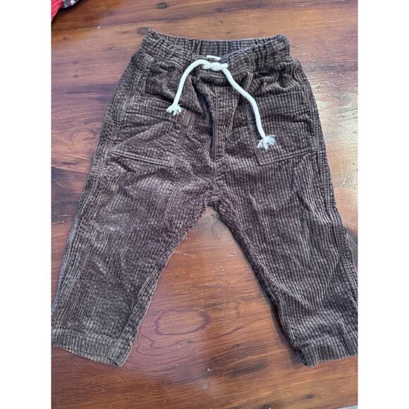 H&M Baby Boys Chocolate Brown Corduroy Loose Pants Drawstring Size 12 Months - Picture 1 of 6